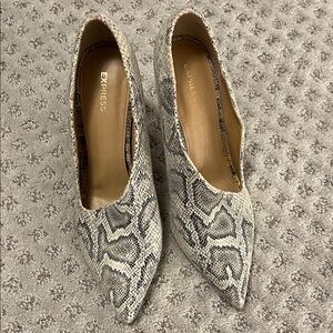 Express Snakeskin Pattern Heels - Black and White